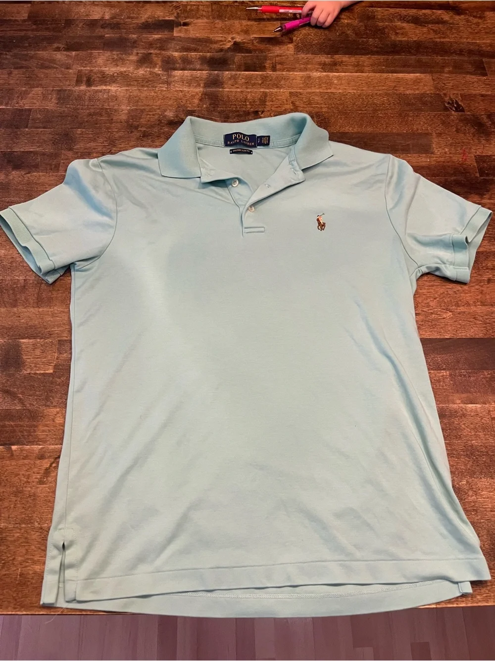 Ralph Lauren Light Blue Polo Shirt with Embroidered Pony. Custom slim fit